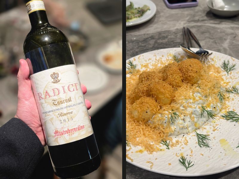 Taurasi, 구운 감자와 차지키 소스